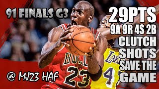 Michael Jordan Highlights vs Lakers (1991 Finals Game 3) - 29pts, CLUTCH SHOTS SAVE the GAME!
