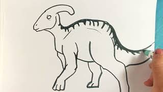 How to Draw a DINOSAUR JURASSIC WORLD - Parasaurolophus