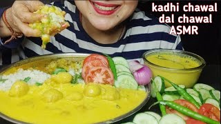 Eating Kadhi Chawal,Dal Chawal,Salad | Indian Food Mukbang | big bites | Eating Show Asmr