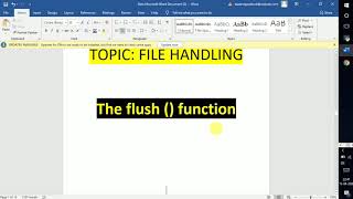 File Handling// Flush Function