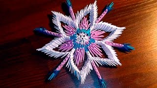 3D origami snowflake tutorial instruction N3 for beginners