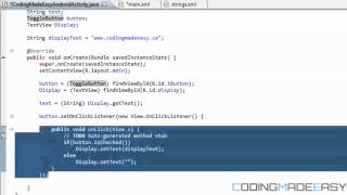 Android Development Made Easy Tutorial 7 - Toggle Buttons and IDs