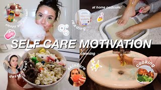 SELF CARE MOTIVATION | clean with me, pamper night, at home pedicure, cooking, r