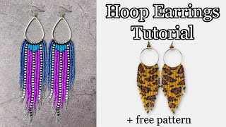 Native American Style Fringe Beaded Earrings | Easy to make hoop earrings | Brick stitch tutorial