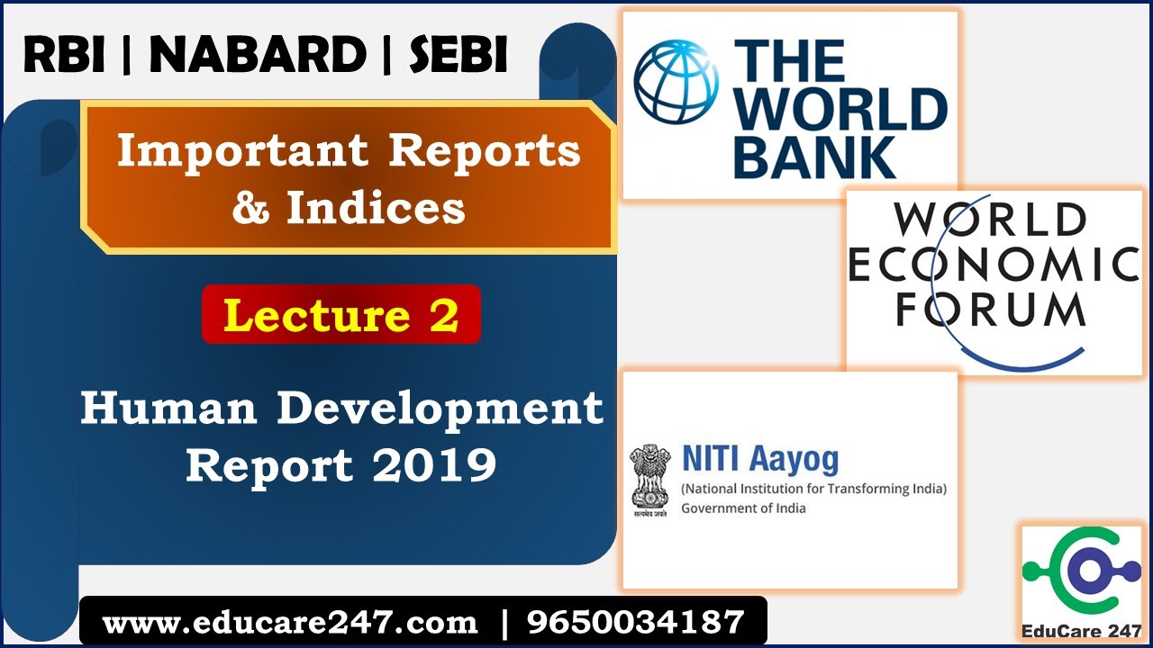 Human Development Report 2019 | Lecture 2 - Important Reports & Indices ...