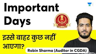 Important Days | SSC CGL 2022 Exam | SSC GD Constable Exam | By Robin Sharma (Auditor in CGDA)