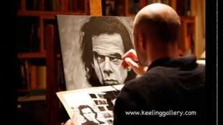 Nick Cave portrait painting by Vincent Keeling - Time Lapse Video