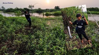 Fishing Snakehead fishing in the lake with a boy using live frog bait| ក្មេងទើរៀនលេងបបក់ឌៀបឆ្តោដំបូង