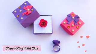 How to make Beautiful Rose Ring / DIY Paper Rose Ring / Easy paper ring with box