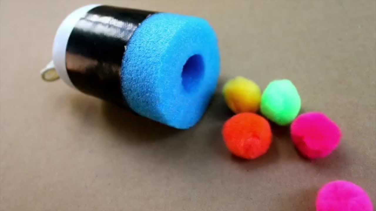 How To Make A Pool Noodle Pom Pom Shooter - YouTube