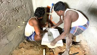 WoW Magnificent!-How to Install Indian Toilet Seat Installation Accurately-sand and cement