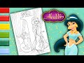 Disney Princess Jasmine Coloring Video #12 | Coloring Aladdin Disney Princess Jasmine ,Abu & Rajah