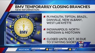 Indiana BMV to temporarily close 8 branches for October, including 2 Indy locations