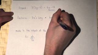 Algebra : expanding brackets and factorising expressions