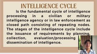 Report in CDI-2 (Intelligence Cycle)