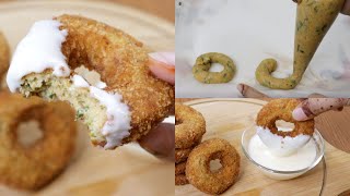 Crispy Chicken Donuts With Cheese Sauce Recipe | Easy Chicken Donuts Recipe