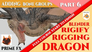 Rigging Dragon! bone groups P1 Blender animation tutorial using Rigify free addon Tutorial Part #6
