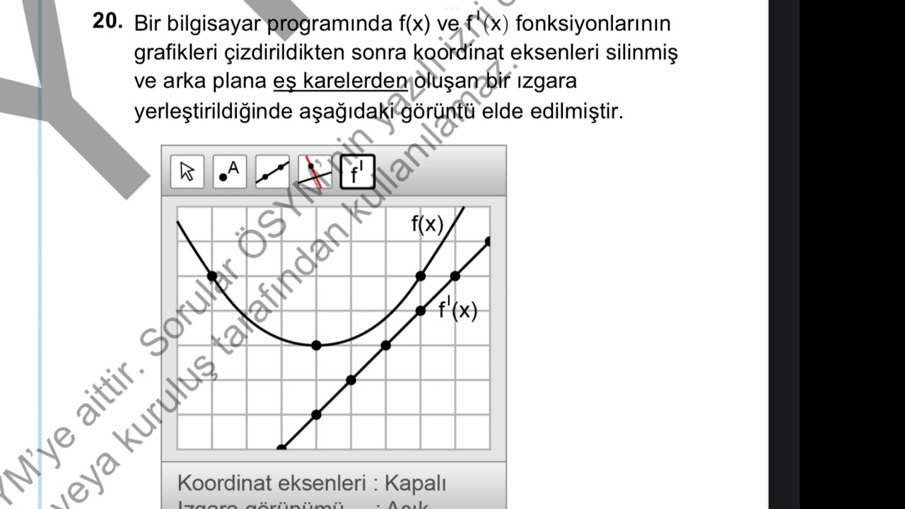 AYT 2021 MATEMATİK 20. SORU TÜREV PARABOL İNTEGRAL SORUSU - YouTube