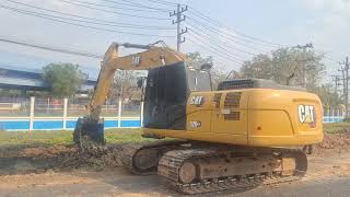 รีวิวรถขุด CAT 320 GX งานขยายทางงานนี้ดินดำโคลนดำเยอะมากชมไปบ่นไป excavator