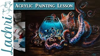 Acrylic Painting Lesson - Paint an octopus & orcas - Lachri