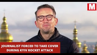 Journalist forced to take cover during Kyiv rocket attack | Ukraine | BBC Breakfast