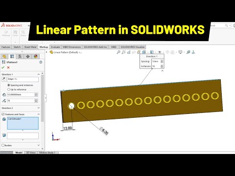 Linear Pattern In Solidworks Robo Cad Youtube