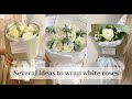 White Roses Flower Bouquet Wrapping Tutorials(37) | Flower Bouquet Wrapping Technique & Idea