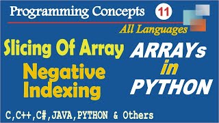 Slicing of Array in Python Programming | Negative Indexing of Array in Hindi Urdu