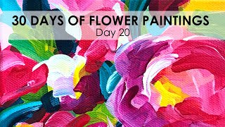 How to Paint Loose Abstract Flowers with Acrylics on Canvas for Beginners Step by Step Tutorial