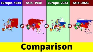 Europe 1940 vs Asia 1940 vs Europe 2023 vs Asia 2023 | Comparison | Data Duck