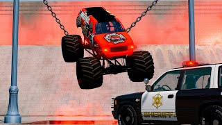 MONSTER TRUCKS VS  POLICE |Epic Mayhem in BeamNG Drive|