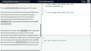 Lesson 112 | Basic JavaScript | Use Recursion to Create a Countdown