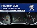 Peugeot 308 1.6 BlueHDi 120 HP Acceleration 0 - 150 km/h