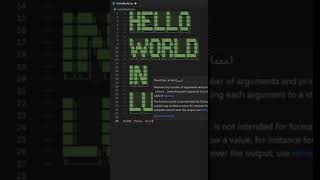 Hello World in Lua #Shorts