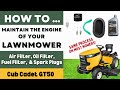 Lawnmower Engine Maintenance / Cub Cadet GT50 with Kohler Shown / Spark Plugs & Oil/Air/Fuel Filters