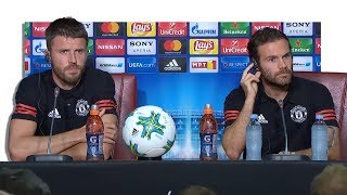 Michael Carrick & Juan Mata Pre-Match Press Conference - Real Madrid v Manchester United - Super Cup
