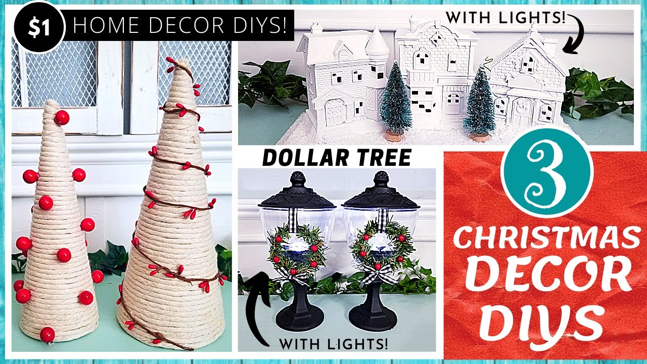 DOLLAR TREE CHRISTMAS DIY | 3 NEW Home Decor Crafts | Lamp Posts | Cone ...