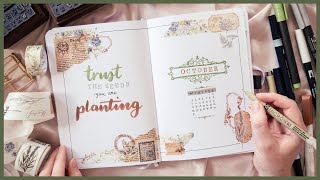 Plan With Me: October 2022 Romantic Vintage Bullet Journal Theme Set Up