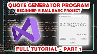 Quote Generator App - Visual Basic Coding Project Part 1 #visualbasic #visualstudiocode