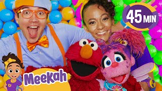 Surprise! Meekah & Blippi Celebrate Elmo's Birthday! | Sesame Street and Blippi and Meekah