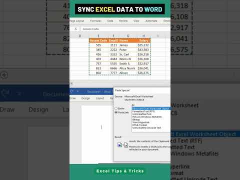 How to Sync Excel Data to Word file #excel #exceltips #msword #shorts #shortsfeed