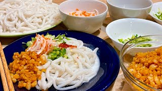 Cách Pha bột Làm Bánh Tằm, Bánh Canh Nhân Tôm Cháy Mềm Dai Ngon | Coconut Shrimp Noodles