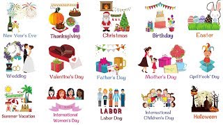 Holidays and Special Events Vocabulary Words | List of Holidays in English
