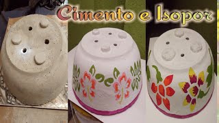 VASO DE CIMENTO E ISOPOR _ Faça você mesmo 😍🎉🌷  @#Coisas Da Cris