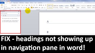 headings not showing up in navigation pane in word