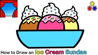 How to Draw an Ice Cream Sundae Step By Step | Easy Drawing Pictures Art for Kids || Jolly Toy