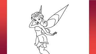How to Draw Tinkerbell Step by Step Easy | Disney Fairy