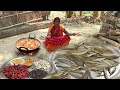 amazing style gaichi fish curry recipe cooking &eating in village,gaichi fish curry!malgi fish curry