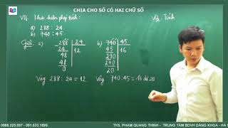 Toán 4. Chia cho số có hai chữ số.