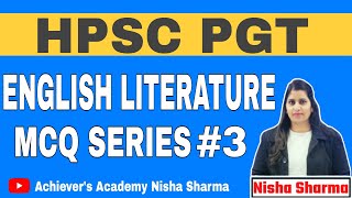 HPSC ENGLISH LITERATURE MCQ # 3 R.K NARAYAN  BY NISHA SHRAMA ACHIEVERS ACADEMY